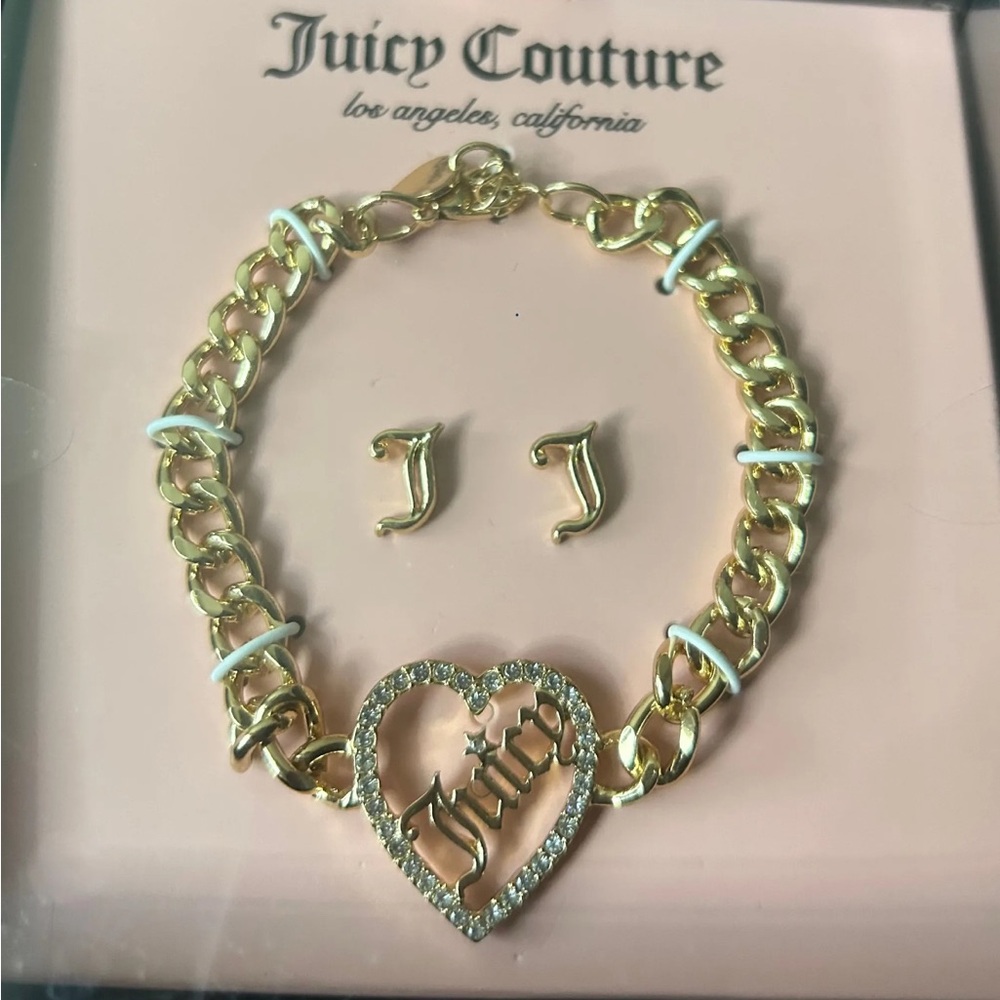 Juicy Couture Gold Bracelet and Earrings Set
